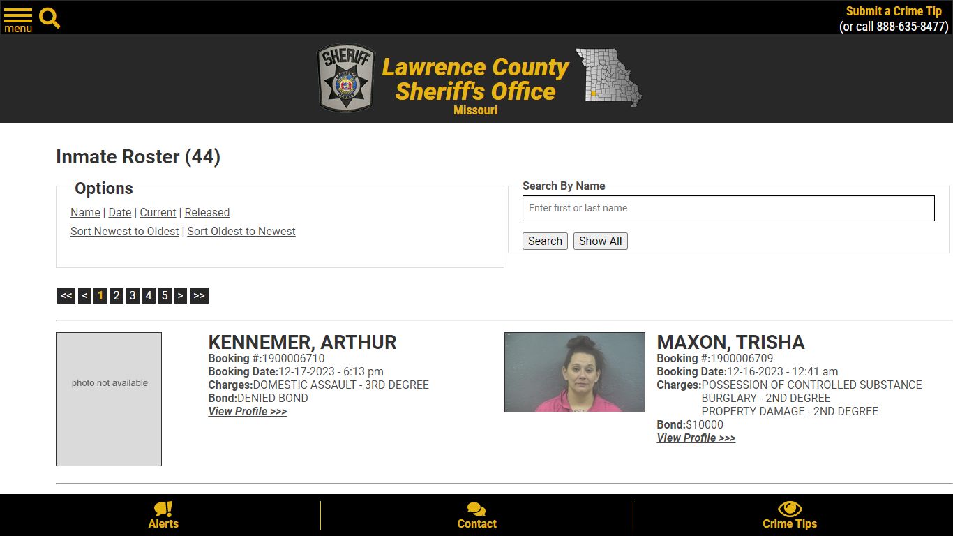 Current Inmates Booking Date Descending - Lawrence County Sheriff MO